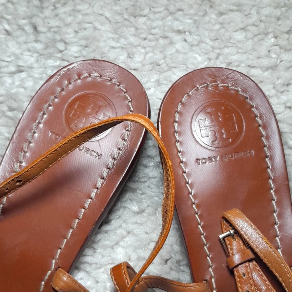 TORY BURCH GEMINI Gold Chain Thong Sandals Size 10